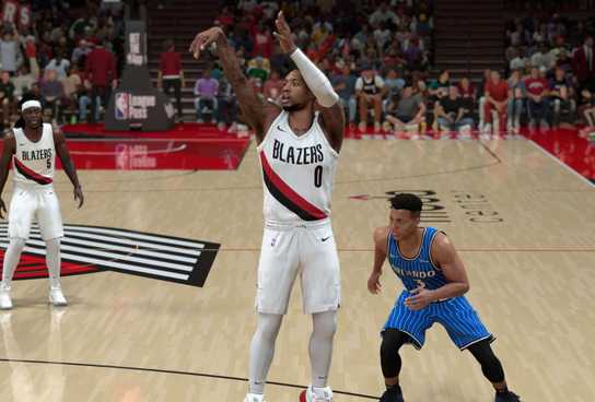 Damian Lillard shooting the ball in NBA 2K26